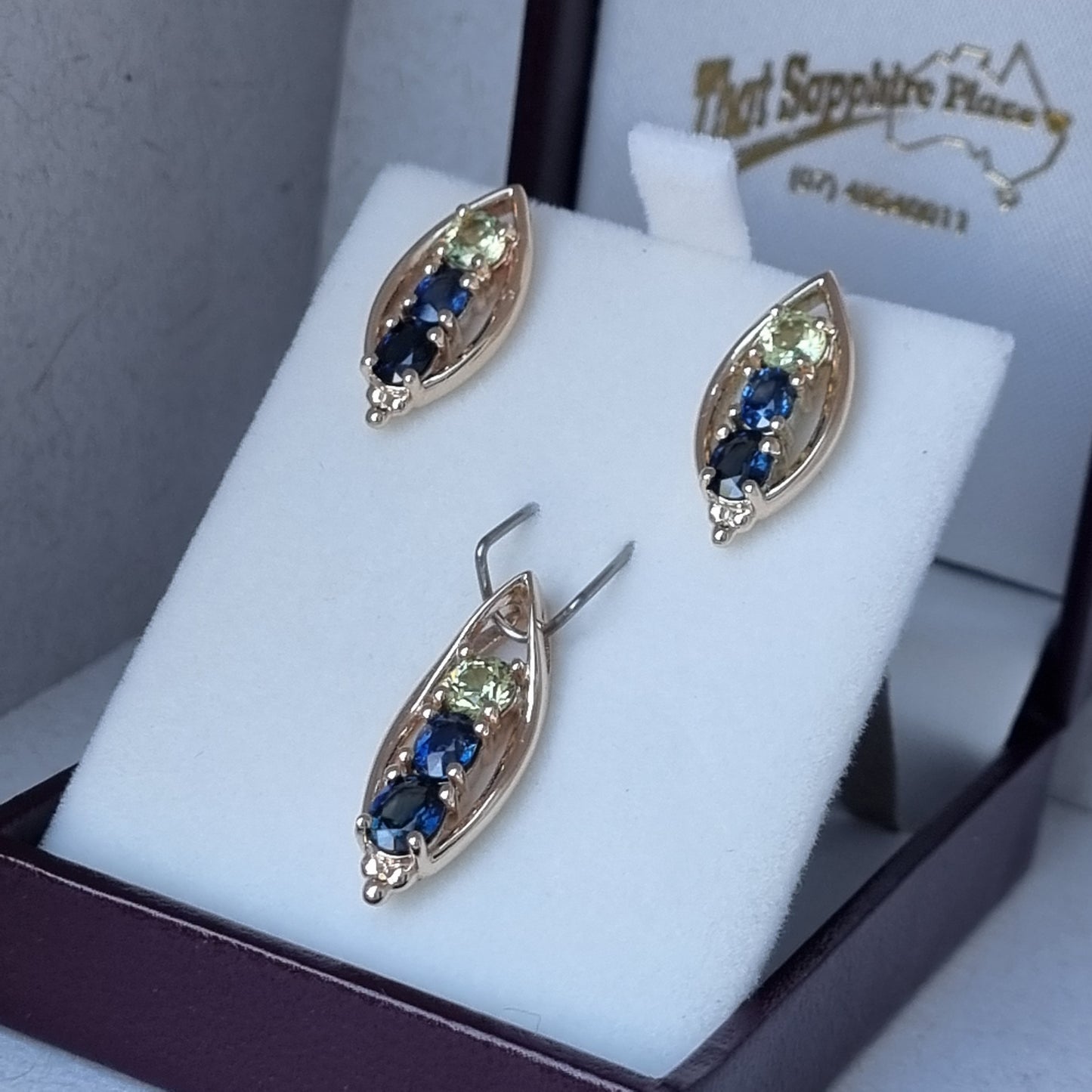 Colourful Sapphire Earring and Pendant Set