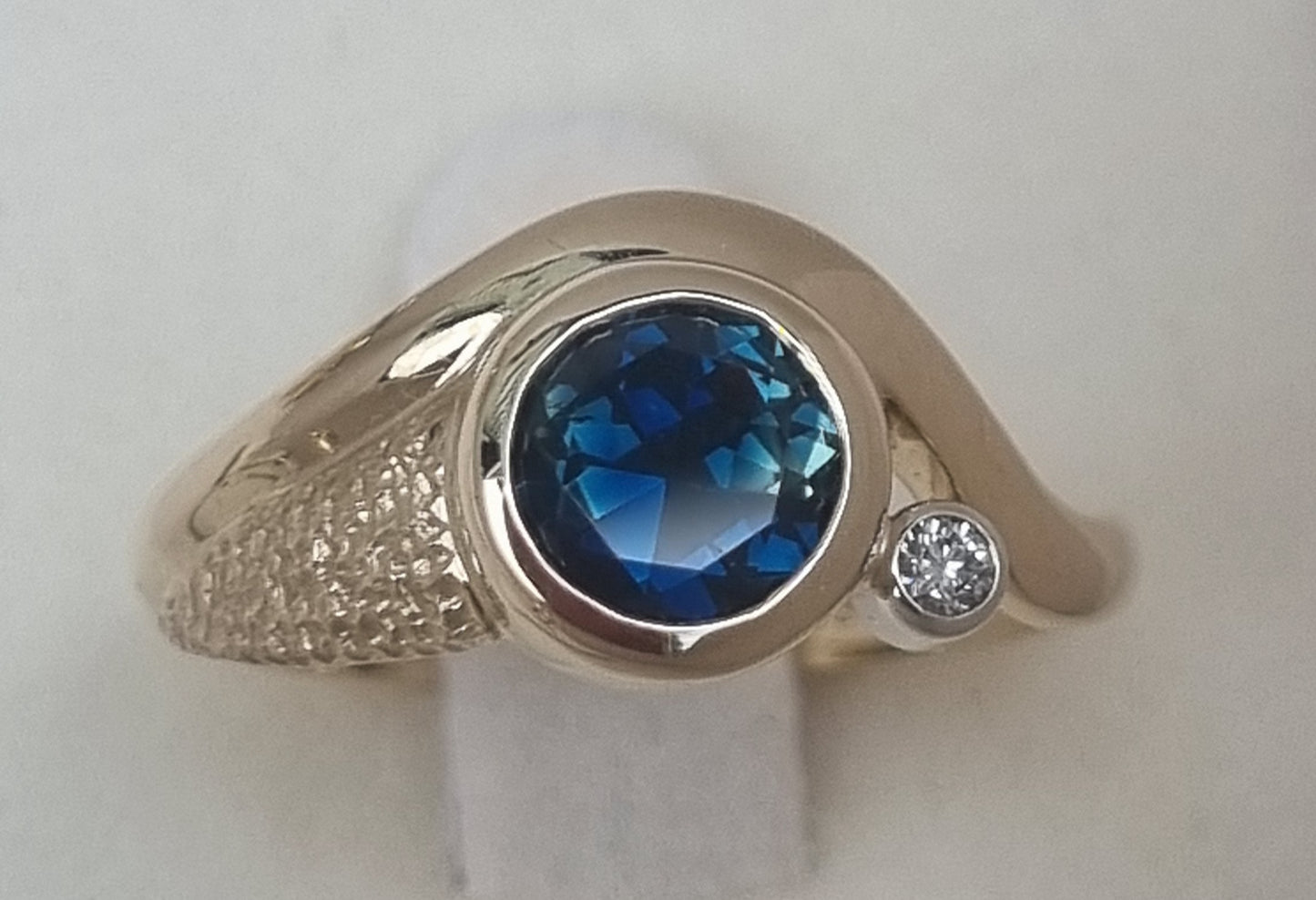 Contemporary textured feature Sapphire Ring Design Ref: EBS468-5