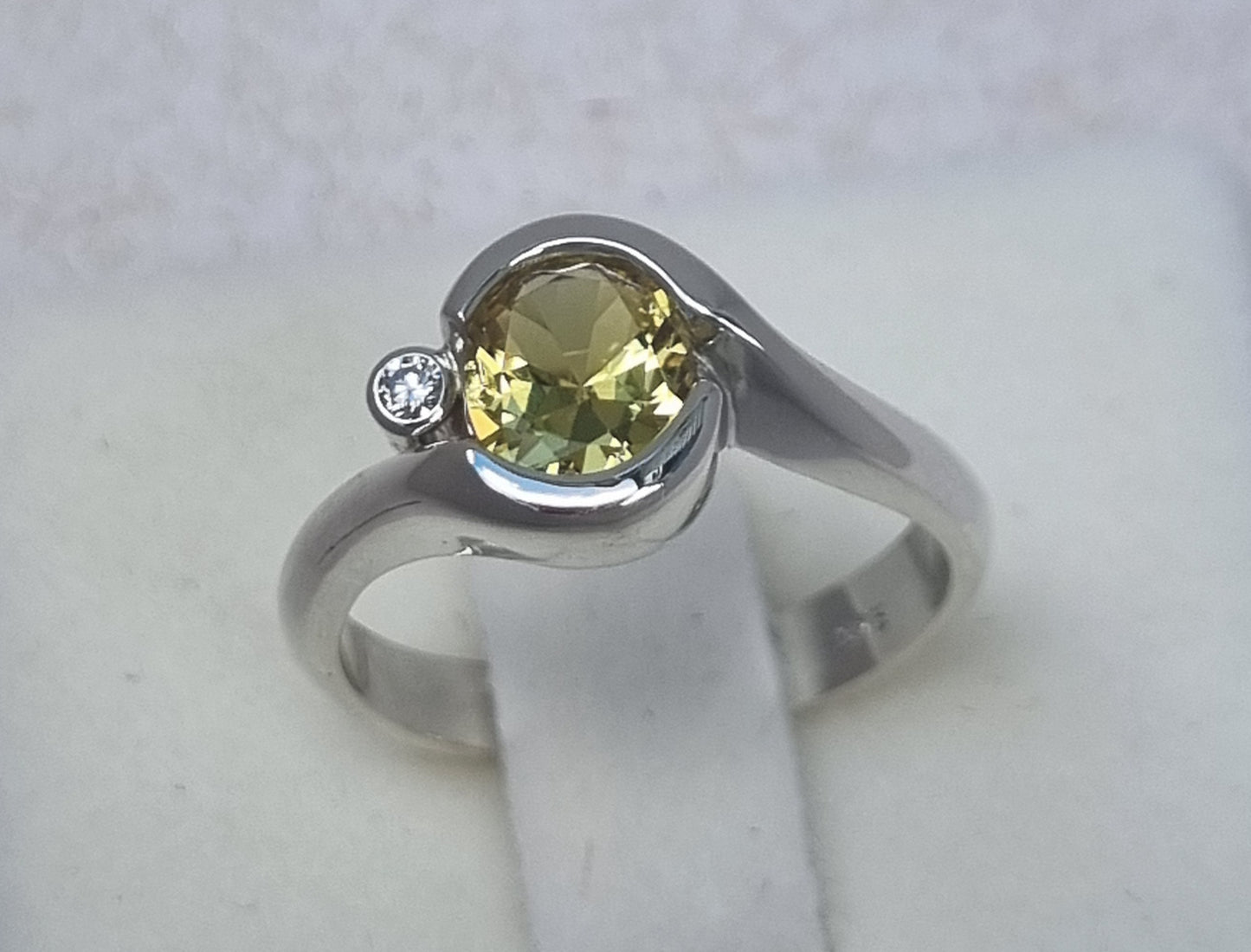 White Gold Half Wrap Style Yellow Sapphire Ring Design Ref: EBS467-4