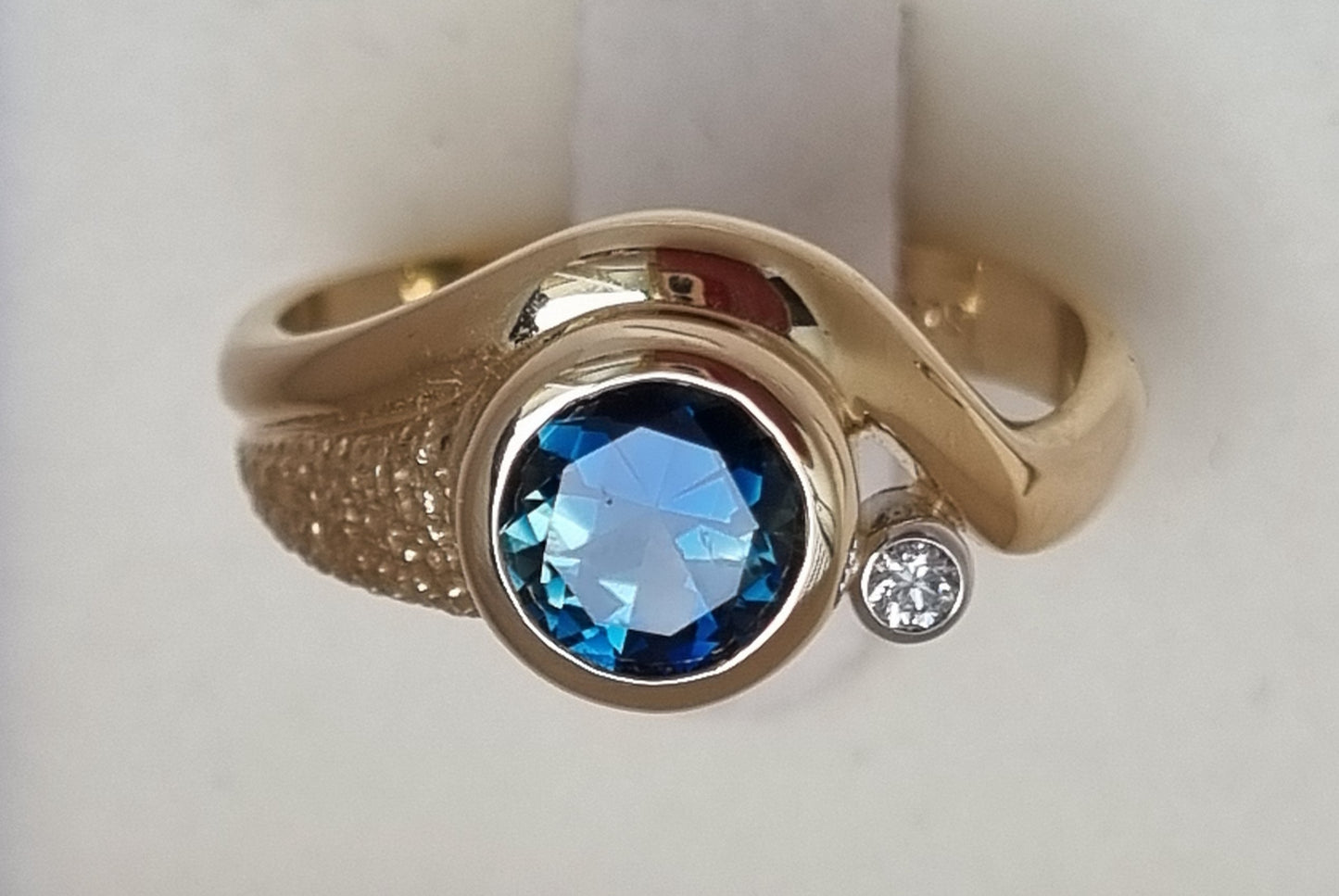 Contemporary textured feature Sapphire Ring Design Ref: EBS468-5