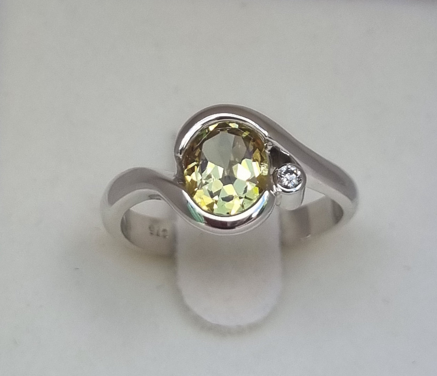 White Gold Half Wrap Style Yellow Sapphire Ring Design Ref: EBS467-4