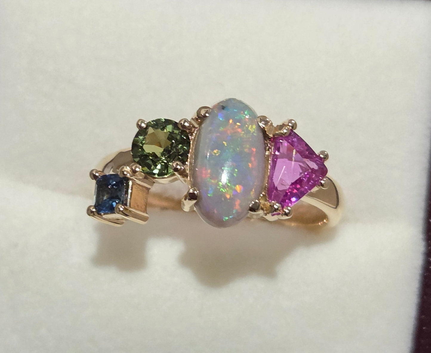 Opal and Sapphire Freeform Combination Ring Design Ref: #01728