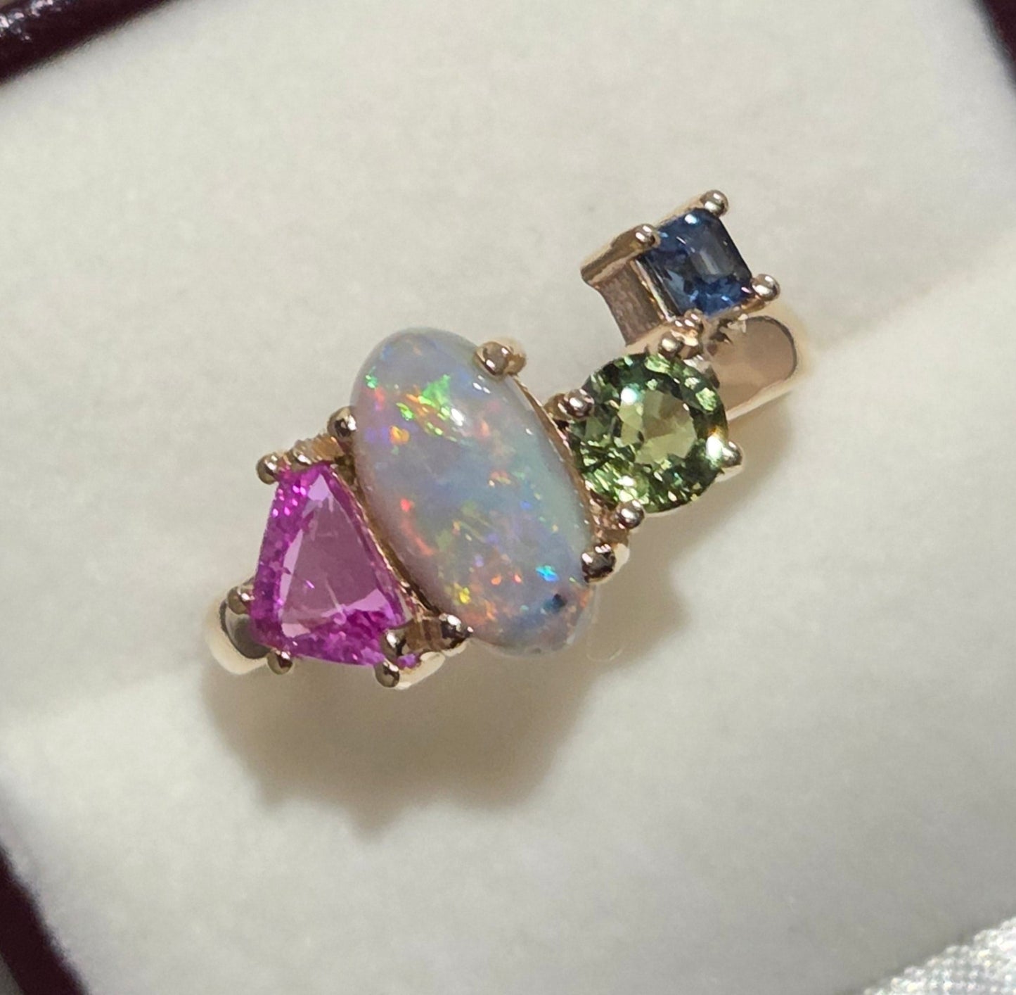 Opal and Sapphire Freeform Combination Ring Design Ref: #01728