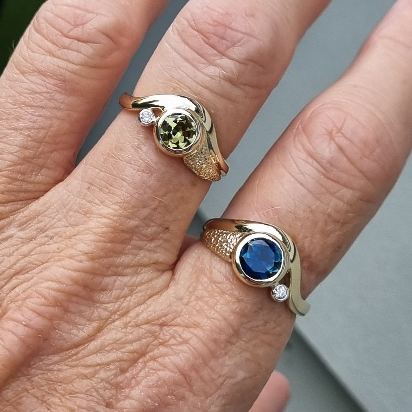 Contemporary textured feature Sapphire Ring Design Ref: EBS468-5