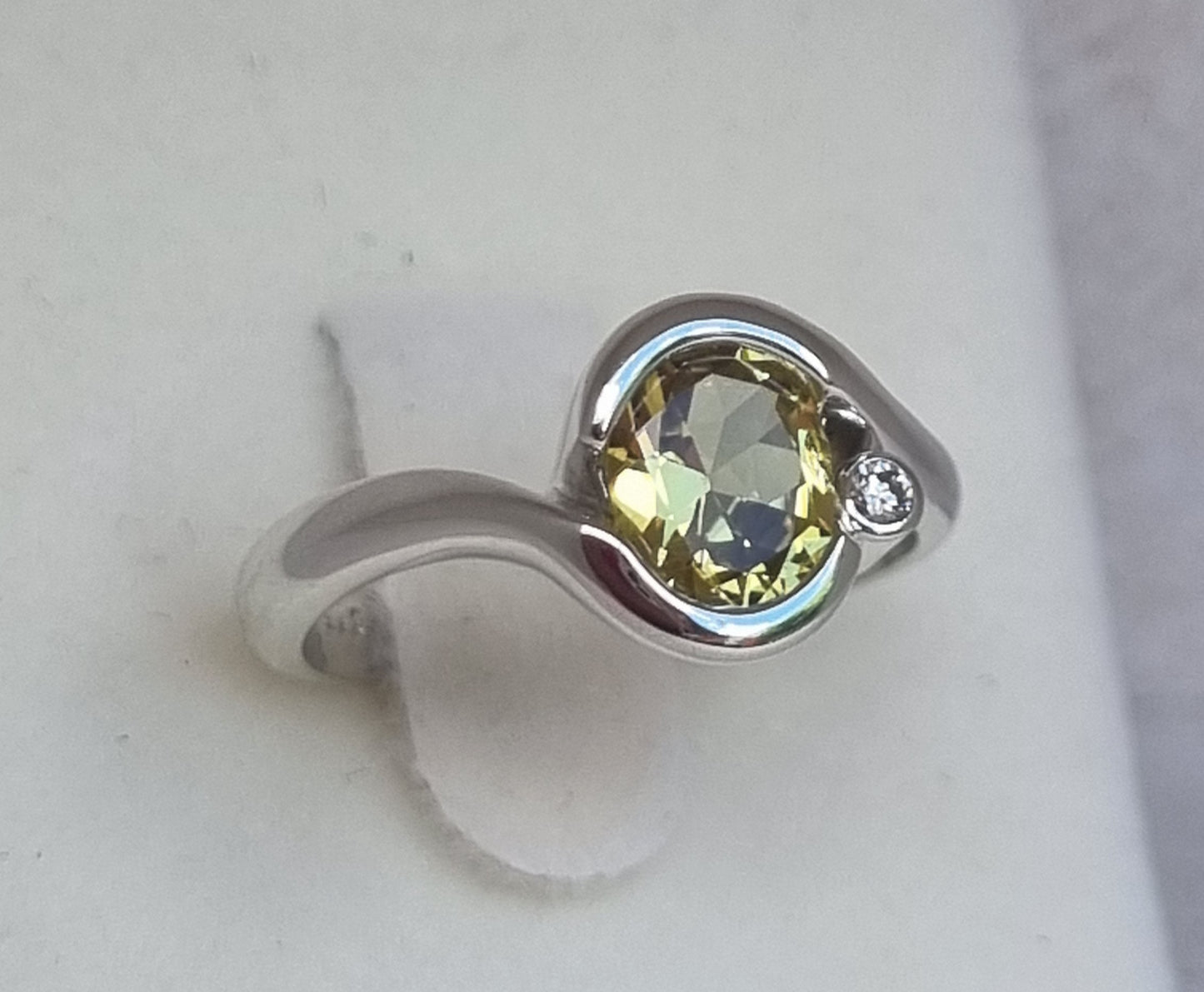 White Gold Half Wrap Style Yellow Sapphire Ring Design Ref: EBS467-4