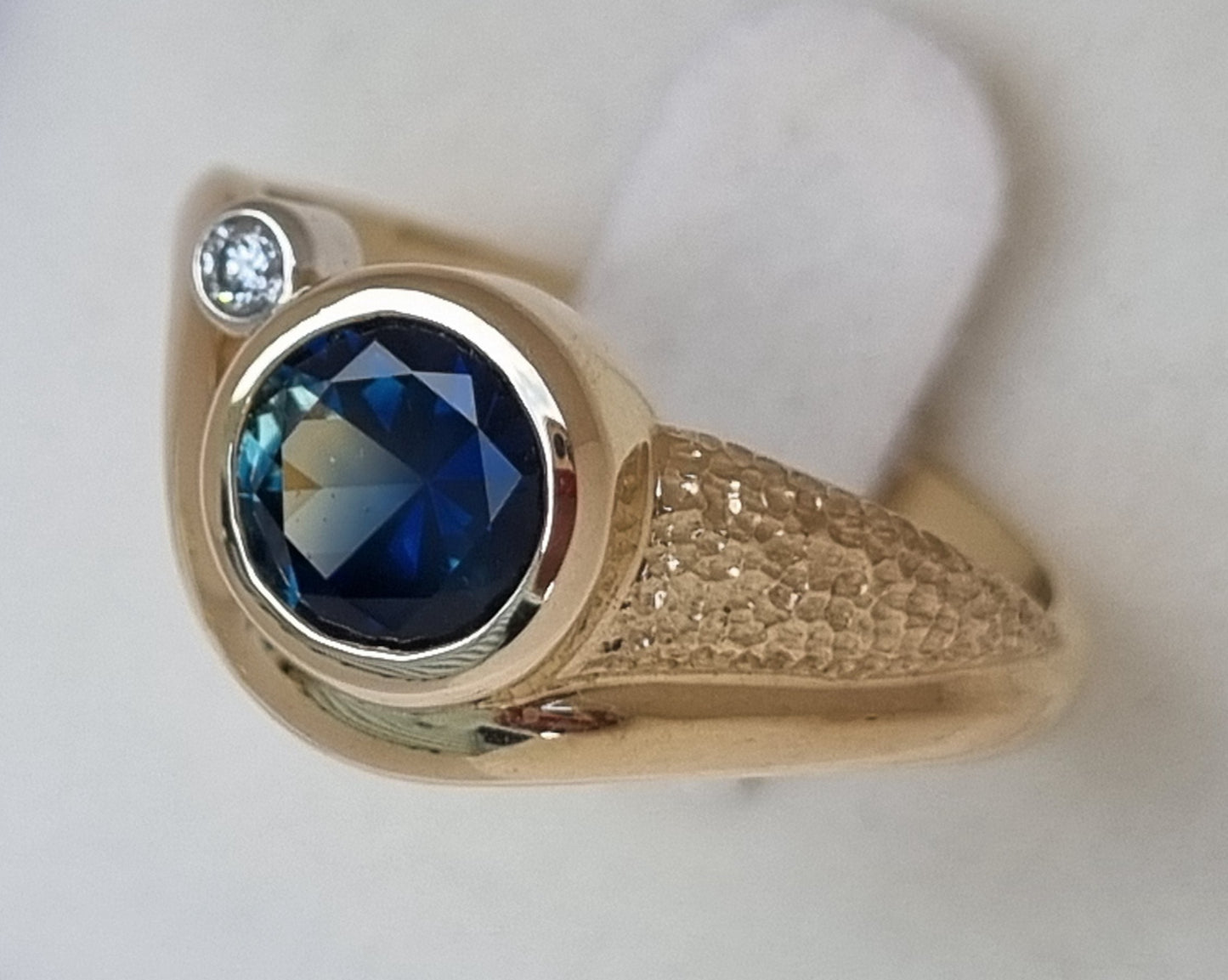 Contemporary textured feature Sapphire Ring Design Ref: EBS468-5