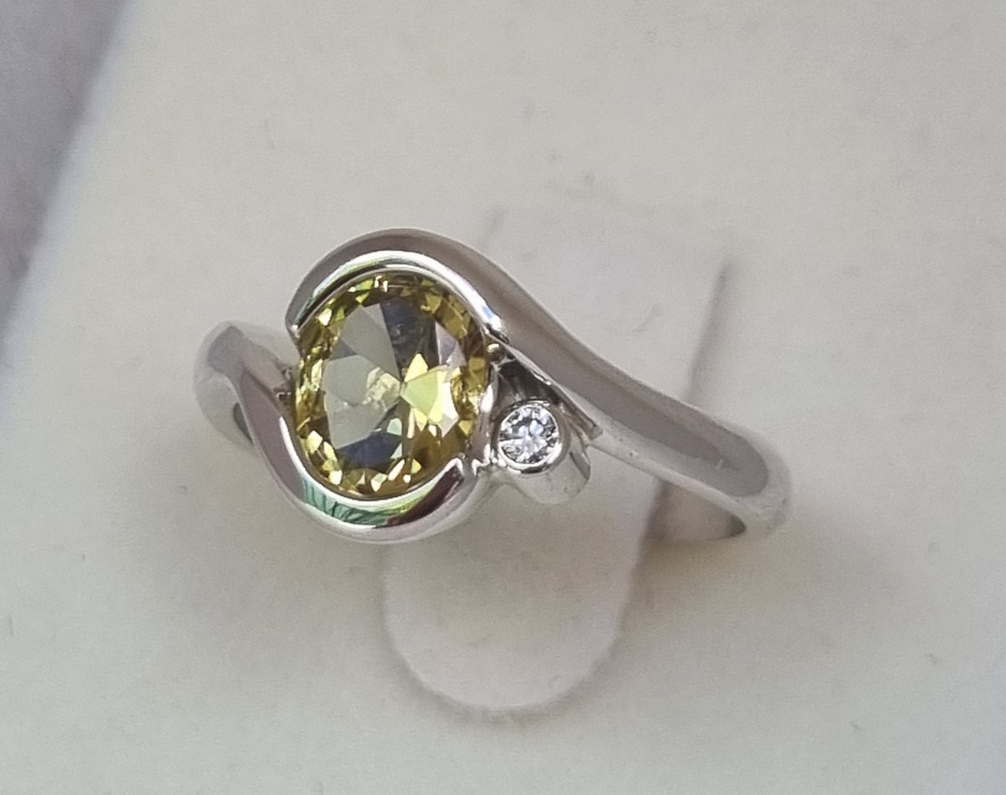 White Gold Half Wrap Style Yellow Sapphire Ring Design Ref: EBS467-4