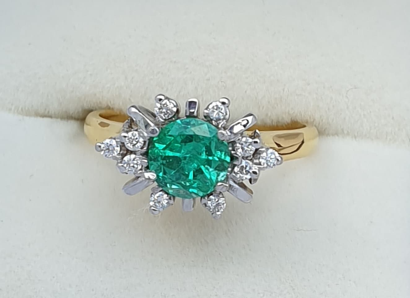 Emerald & Diamond Cluster Ring