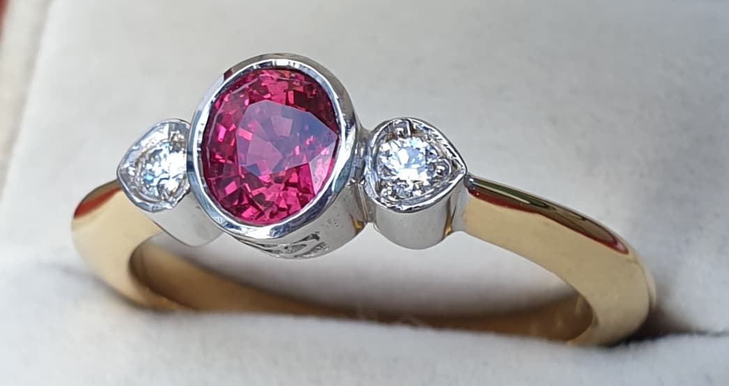 Knife Edge band Style Ruby & Diamond Ring