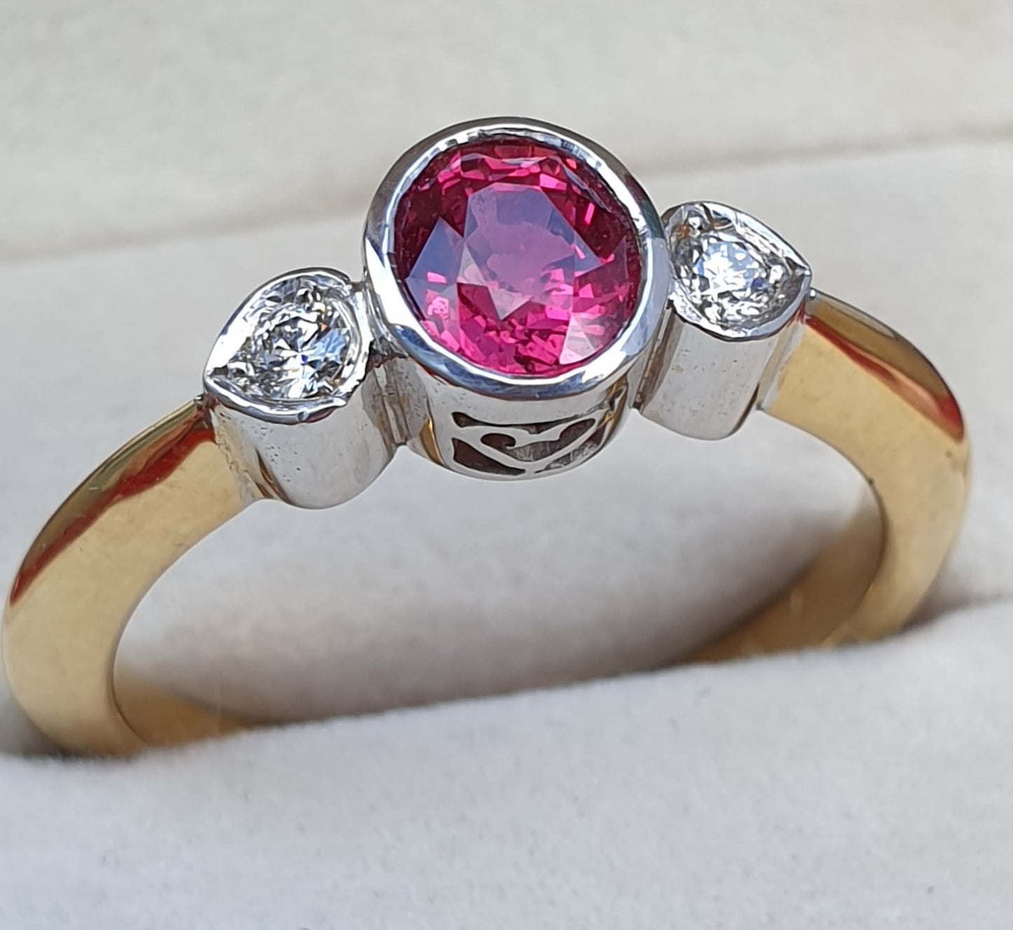 Knife Edge band Style Ruby & Diamond Ring