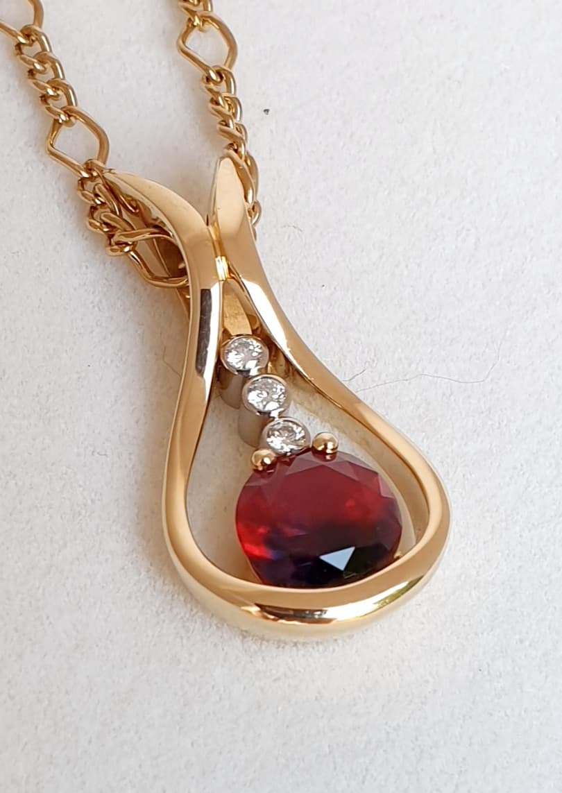 Rubified Sapphire & Diamond Pendant