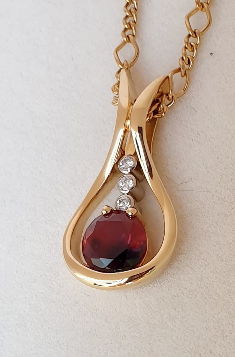 Rubified Sapphire & Diamond Pendant