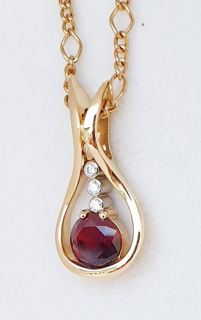Rubified Sapphire & Diamond Pendant