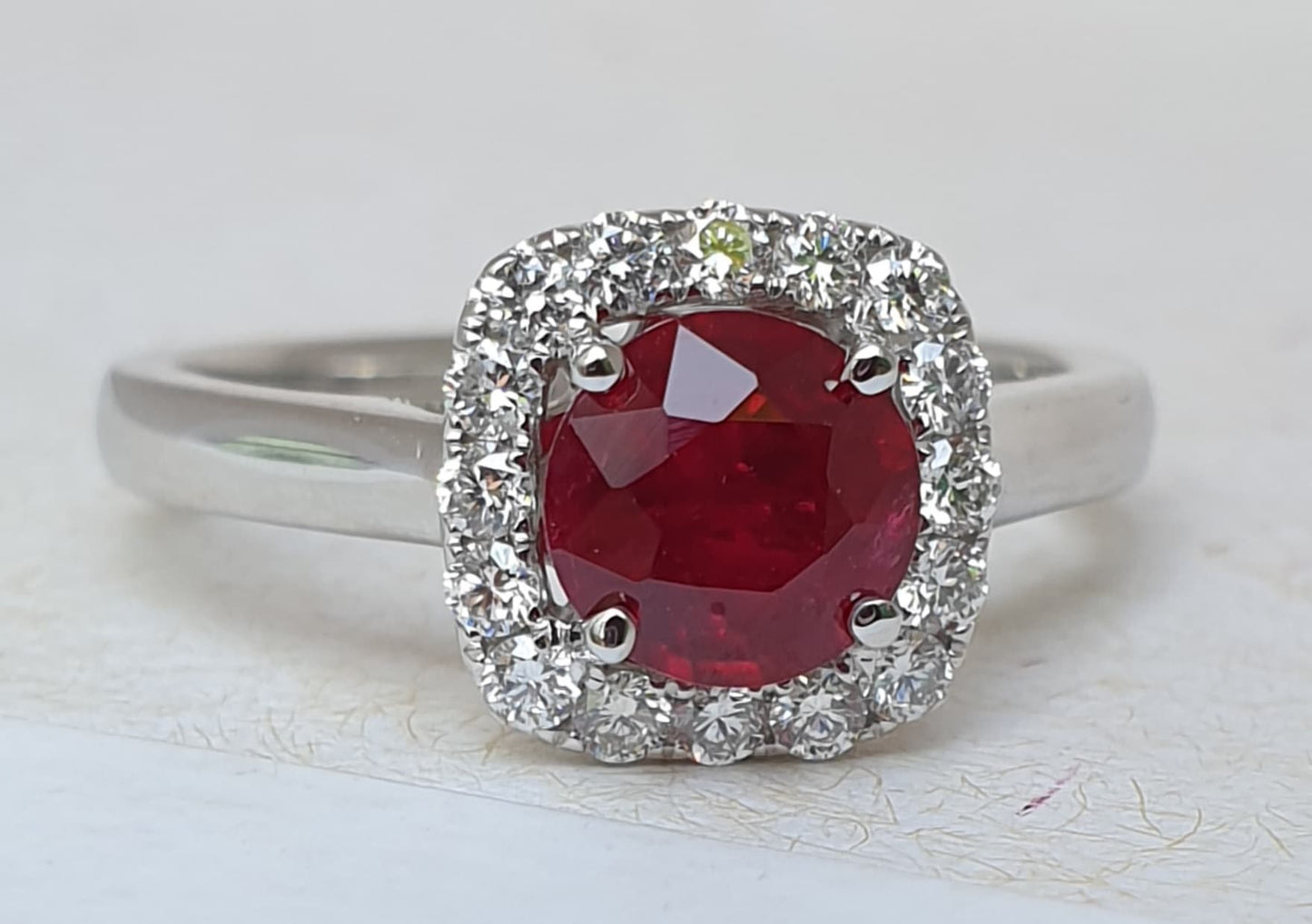 Natural Ruby & Diamond Halo Ring