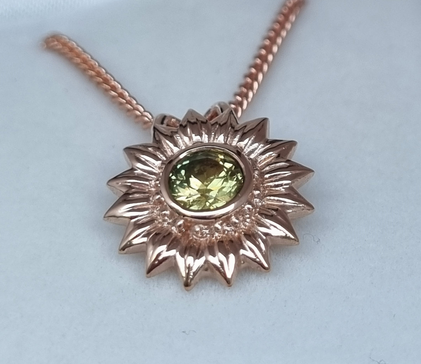 Natural Yellow Parti Sapphire Sunflower Pendant