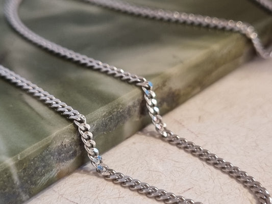 9ct White Gold Curb Chain 50cm