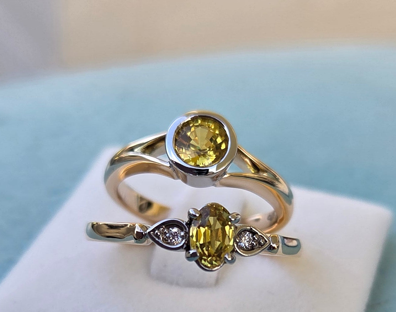 Yellow Sapphire Split Shank Solitaire Ring            Design Ref:  #01554