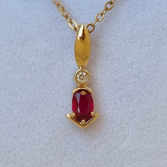 Natural Ruby and Diamond yellow gold pendant    Design Ref: #01684