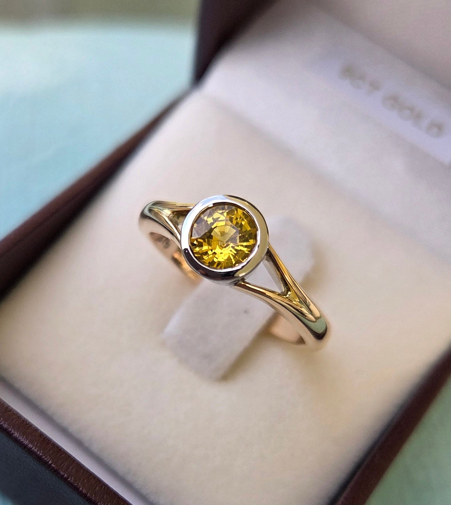 Yellow Sapphire Split Shank Solitaire Ring            Design Ref:  #01554