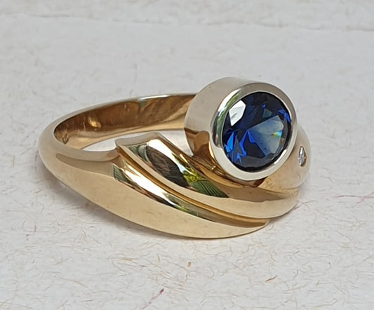Opera Style Australian Blue Sapphire Ring