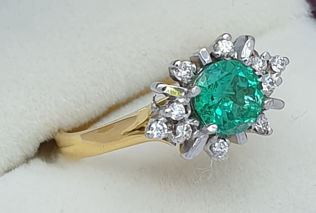 Emerald & Diamond Cluster Ring