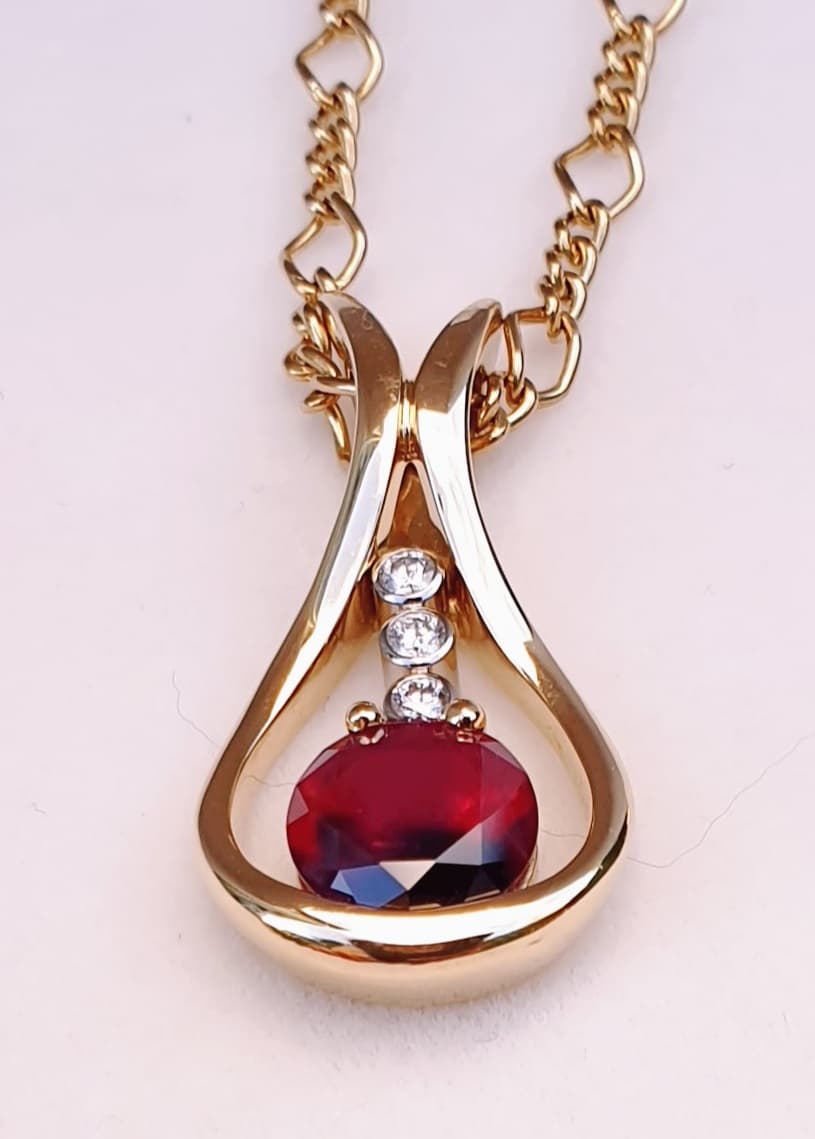 Rubified Sapphire & Diamond Pendant