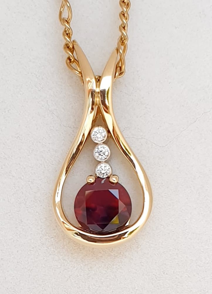 Rubified Sapphire & Diamond Pendant