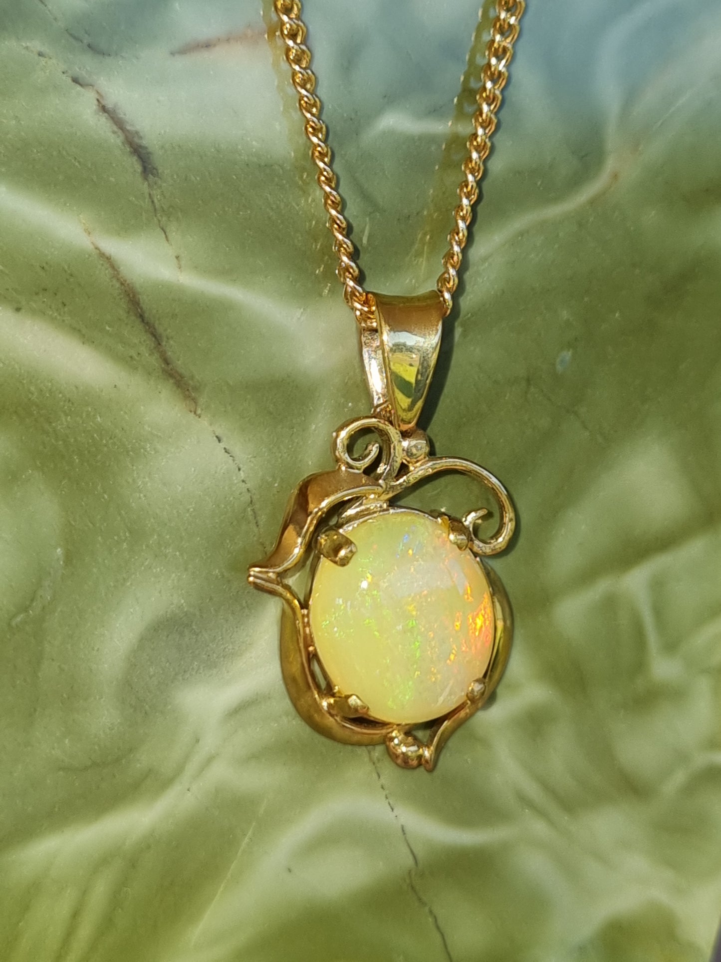 Filigree Style Mintabie Opal Pendant