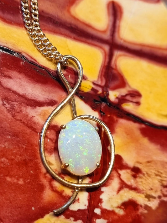 Treble clef Mintabie Opal Pendant