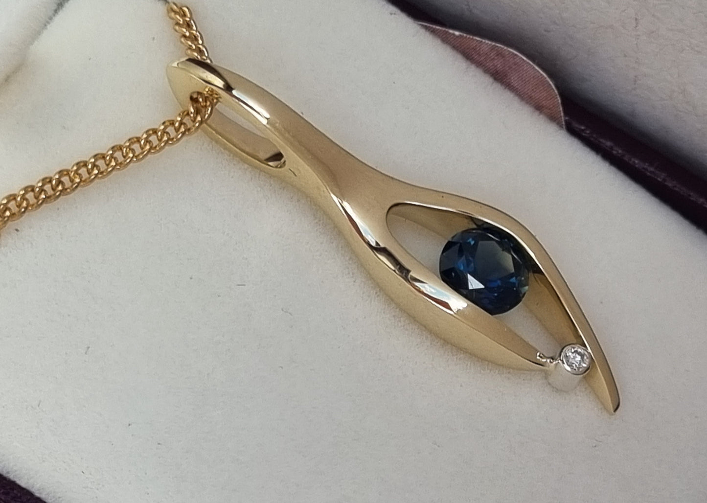 Wishbone Sapphire and Diamond Pendant
