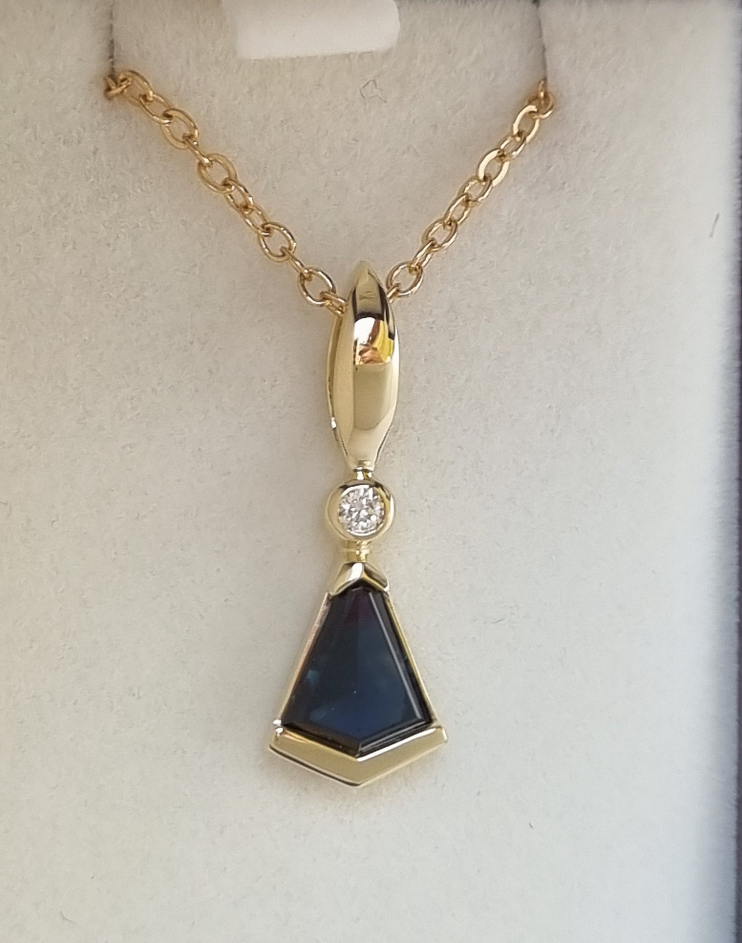 Freeform 'Bell drop' Sapphire and Diamond Pendant