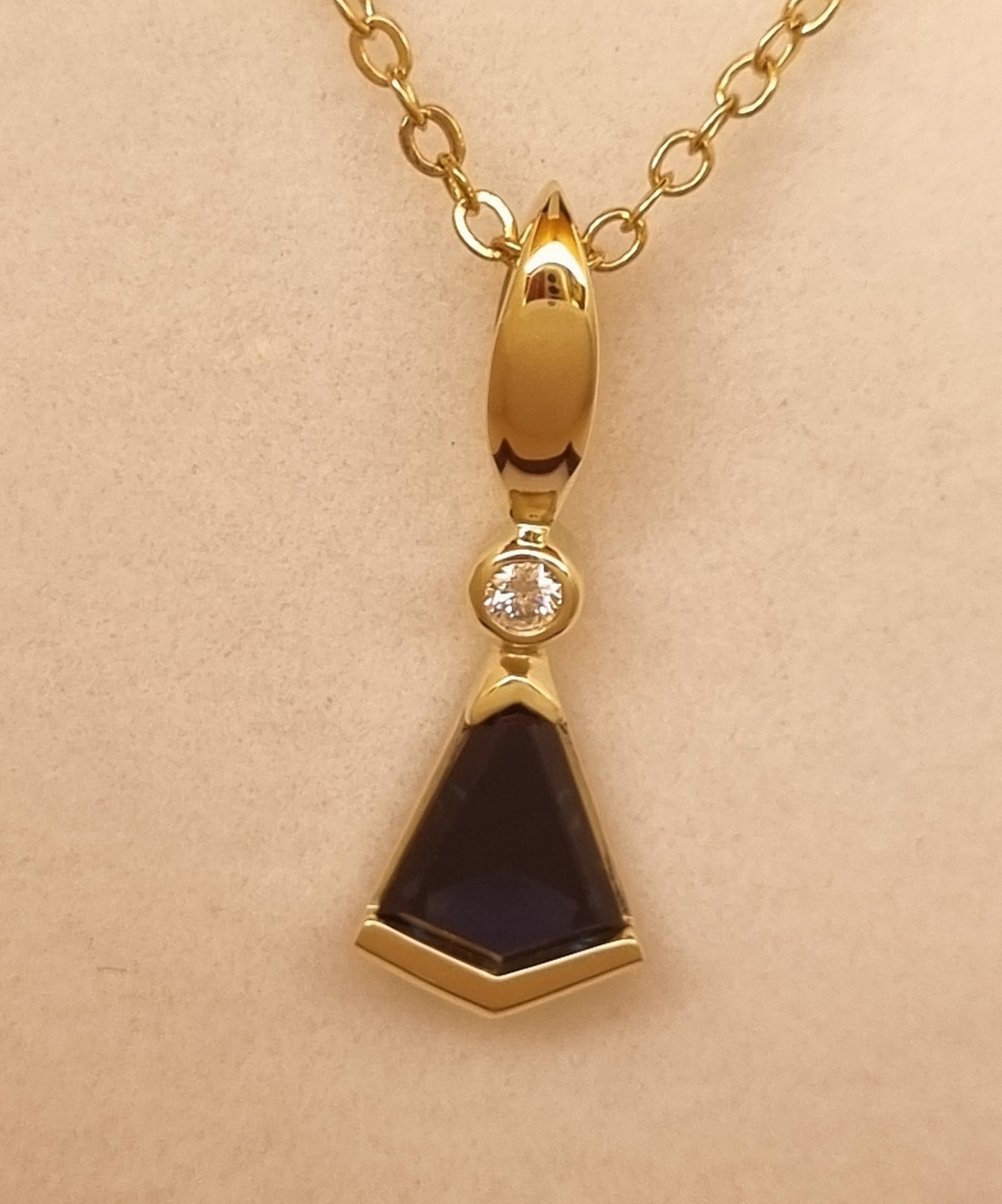 Freeform 'Bell drop' Sapphire and Diamond Pendant
