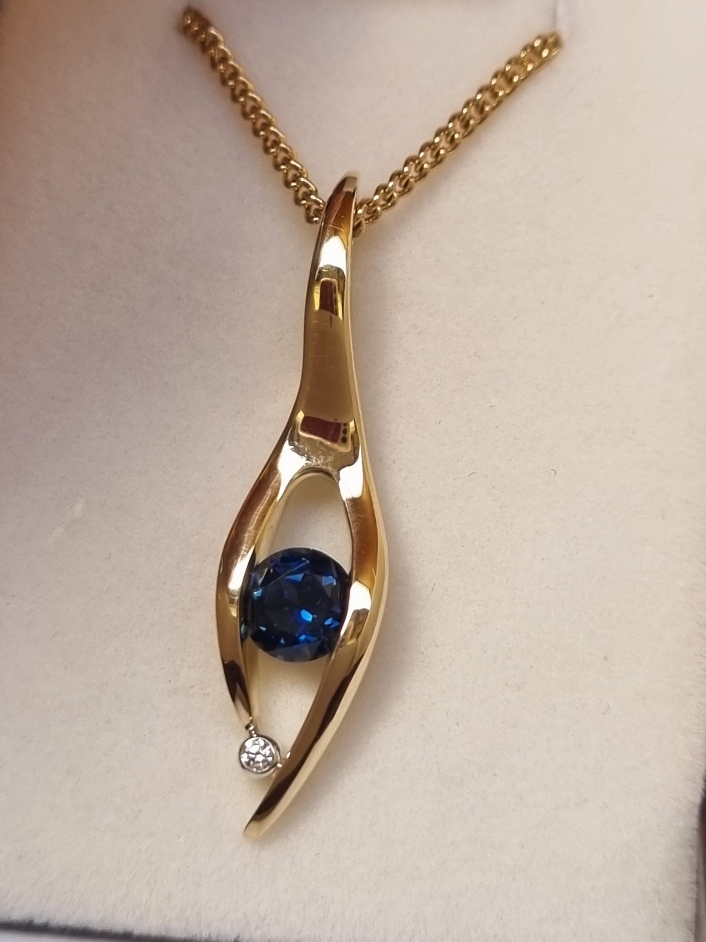 Wishbone Sapphire and Diamond Pendant
